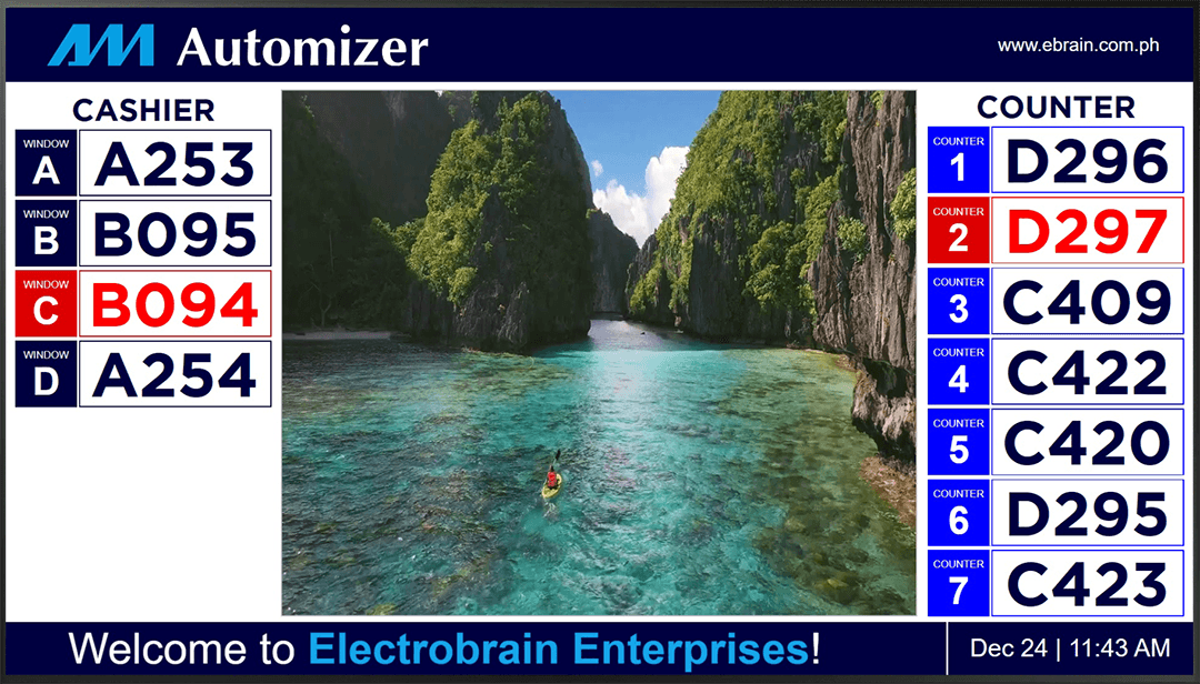 Automizer Queue Management System - Customer Display (LED TV)